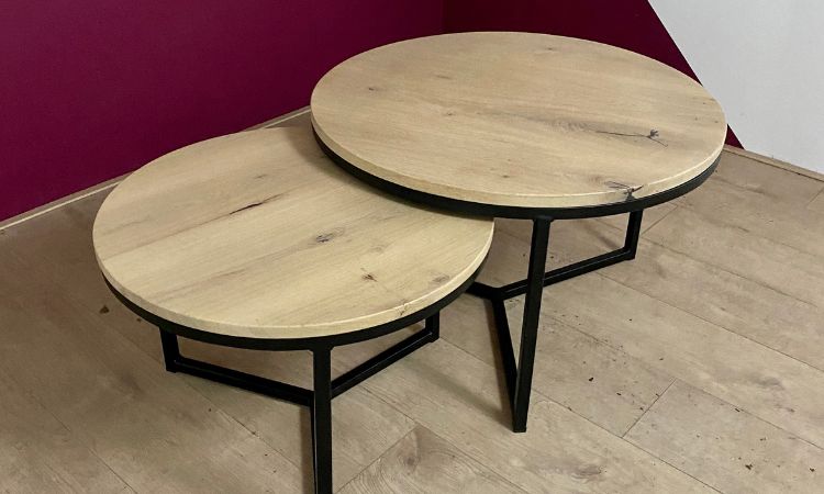 Salontafel rond van eikenhout
