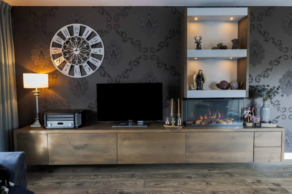 Haardmeubel op maat met hout en staal
